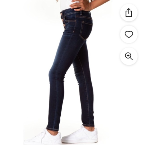 Girls Size 18 Super Skinny Stretch High Rise Dark blue Jeans NWT snap front - Picture 2 of 10